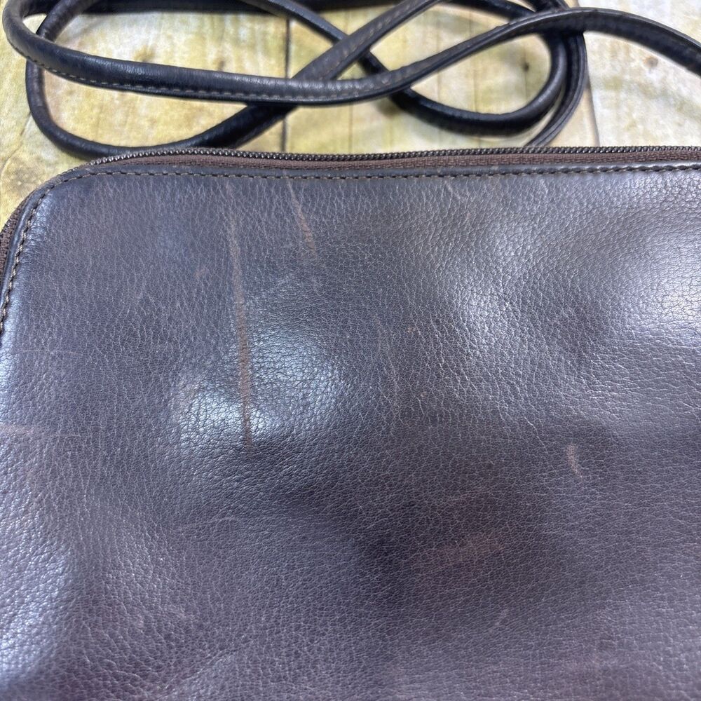 Vtg Fossil Brown Leather Shoulder Bag Purse Organizer Card Slots - Picture 9 of 16